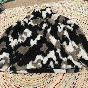 Cow Print Half Zip Jacket